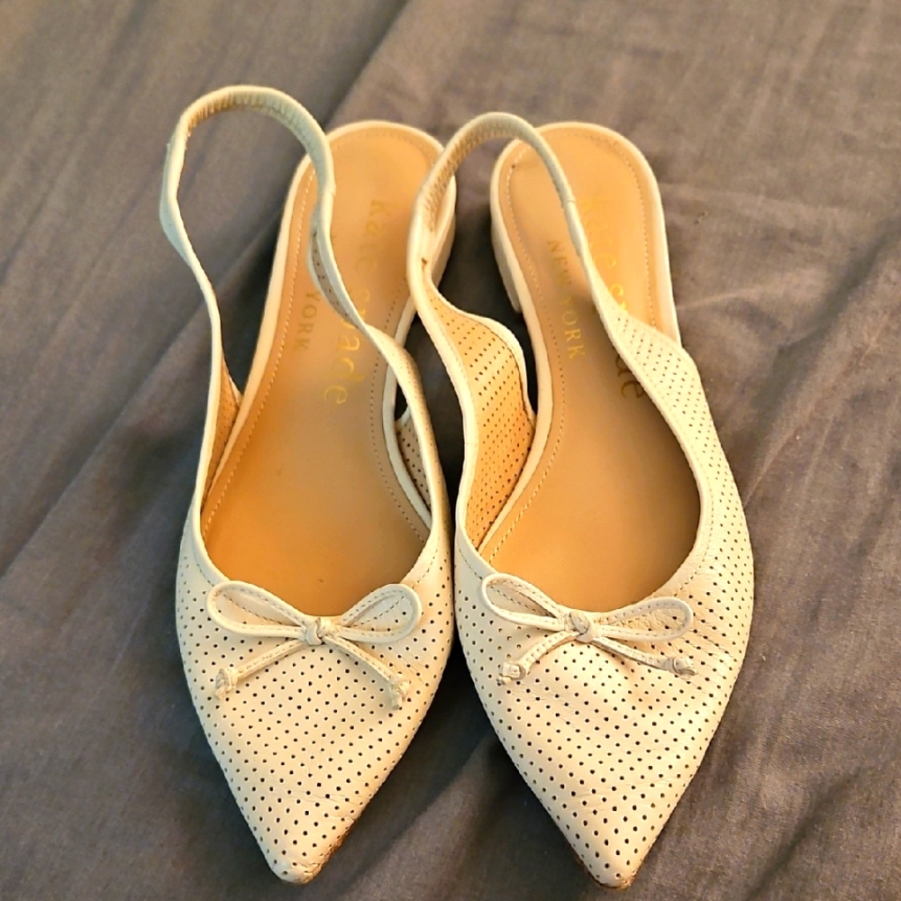 Size 7B Kate Spade Women's Cream Veronica Slingback Shoes‎
